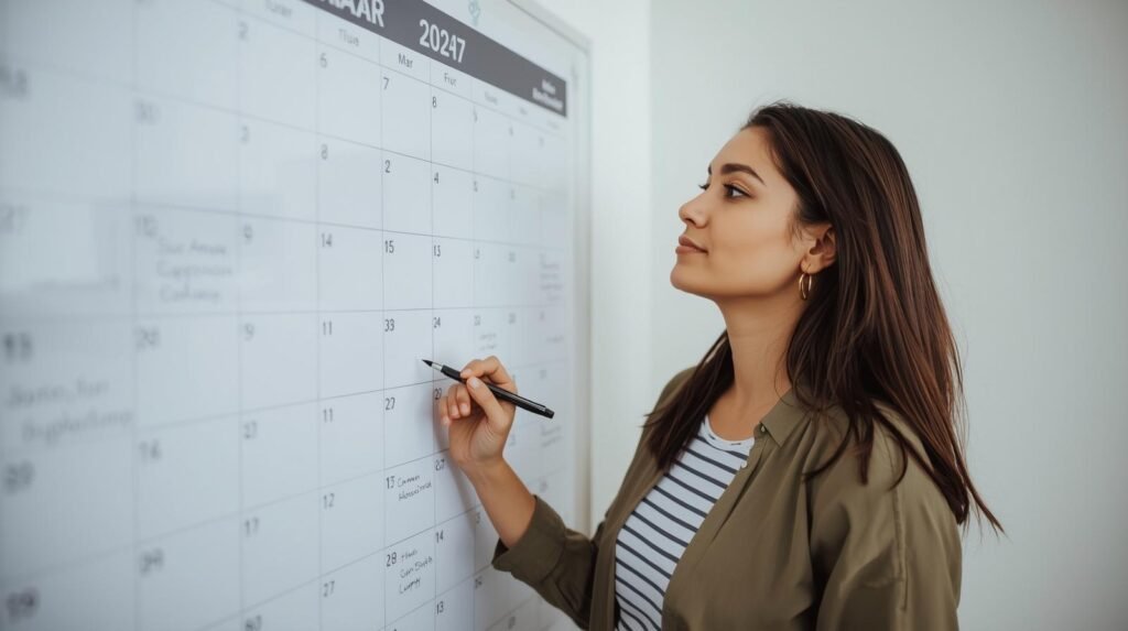 Frau-die-am-kalender-steht-und-plant-1024x573 Online Geld verdienen für Introvertierte: Dein Weg zum digitalen Erfolg ohne Rampenlicht